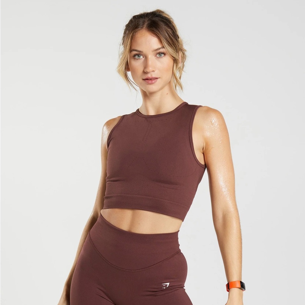 Gymshark Sweat Seamless Midi Tank - Baked Maroon
